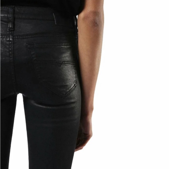 DIESEL Womens Denim Jeans Super Slim Fit Shiny Cotton Black Pant BNWT - Picture 6 of 11